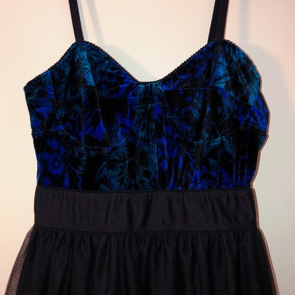 Garage Velvet & Tulle Skater Mini Dress NWOT - Picture 2 of 4